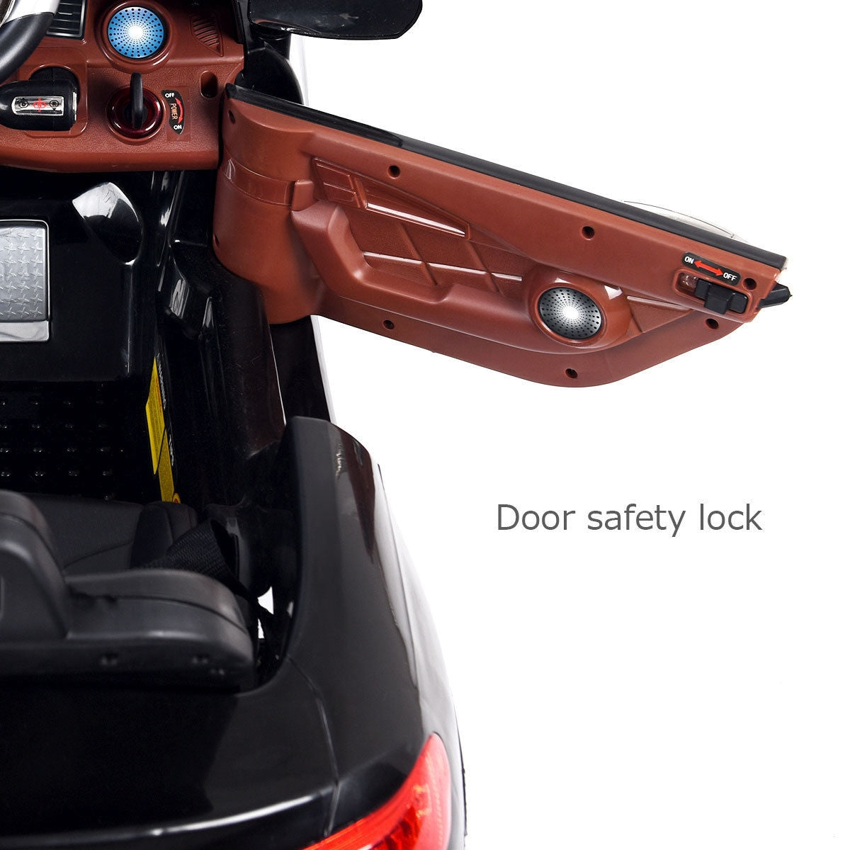 6V Kids Remote Control Battery Powered LED Lights Riding Car-BlackÂ