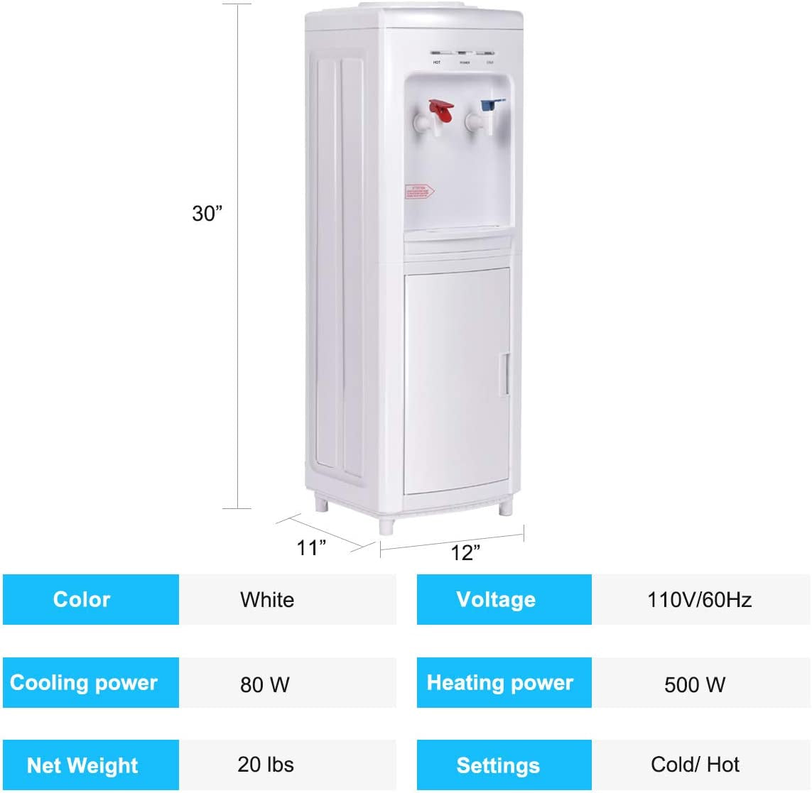 5 Gallons Hot and Cold Water Cooler Dispenser with Child Safety LockÂ