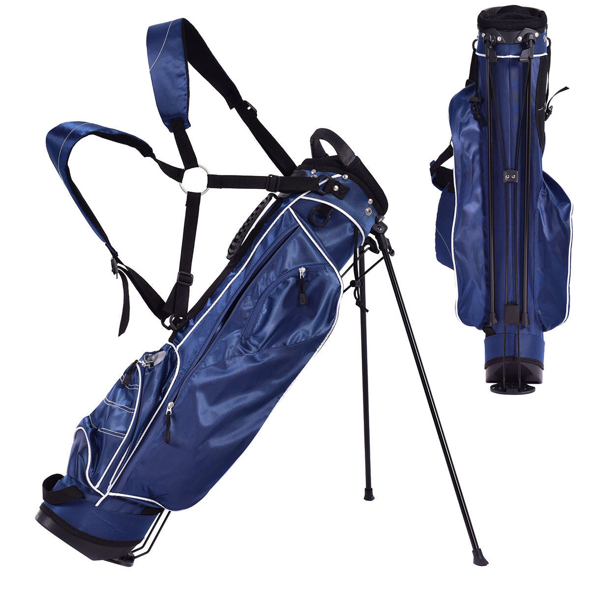 Golf Stand Cart Bag with 4 Way Divider Carry Organizer Pockets-BlueÂ