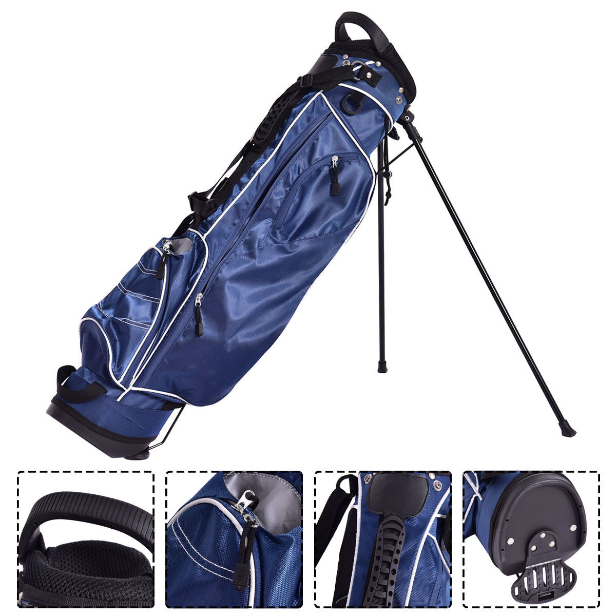 Golf Stand Cart Bag with 4 Way Divider Carry Organizer Pockets-BlueÂ