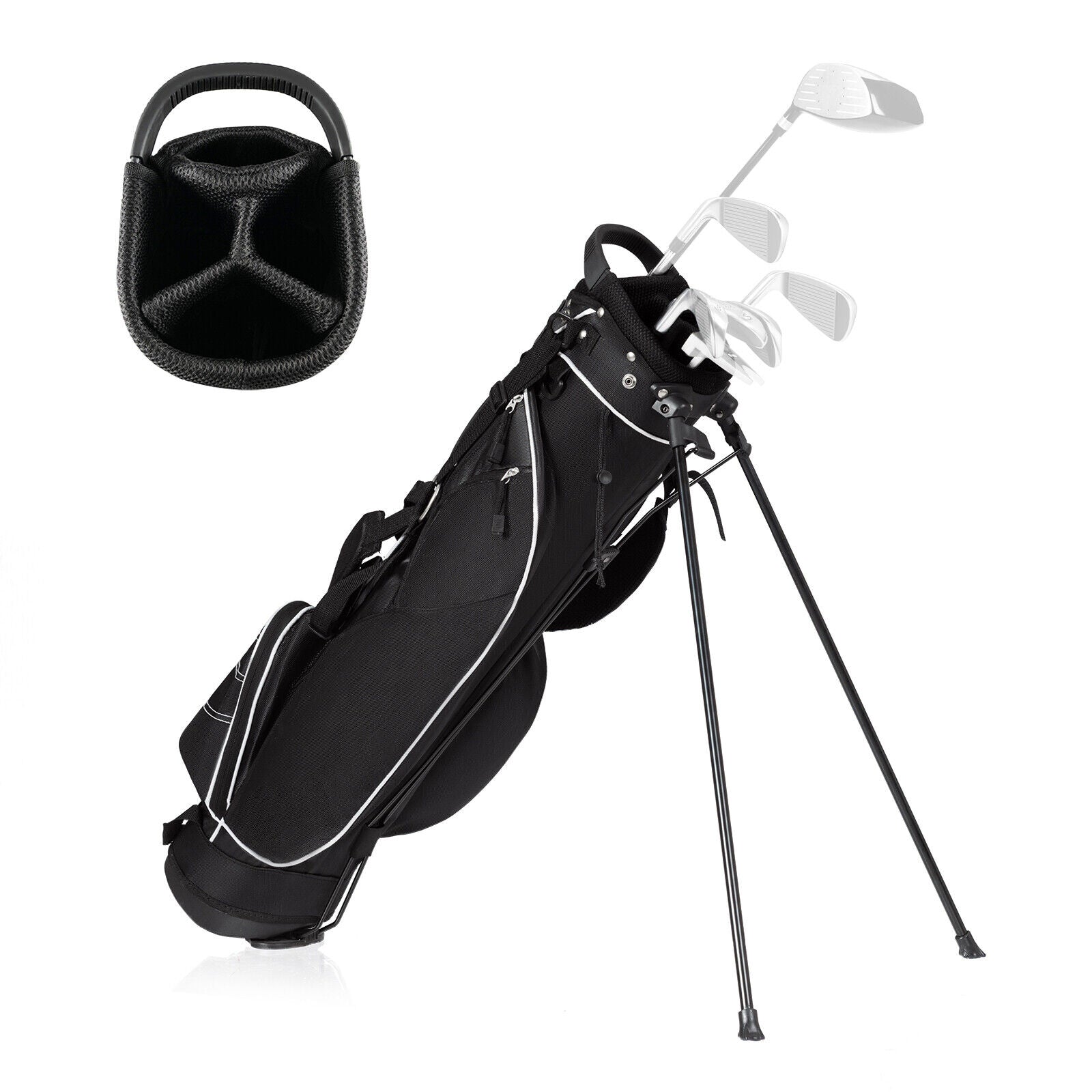 Golf Stand Cart Bag with 4 Way Divider Carry Organizer Pockets-BlackÂ