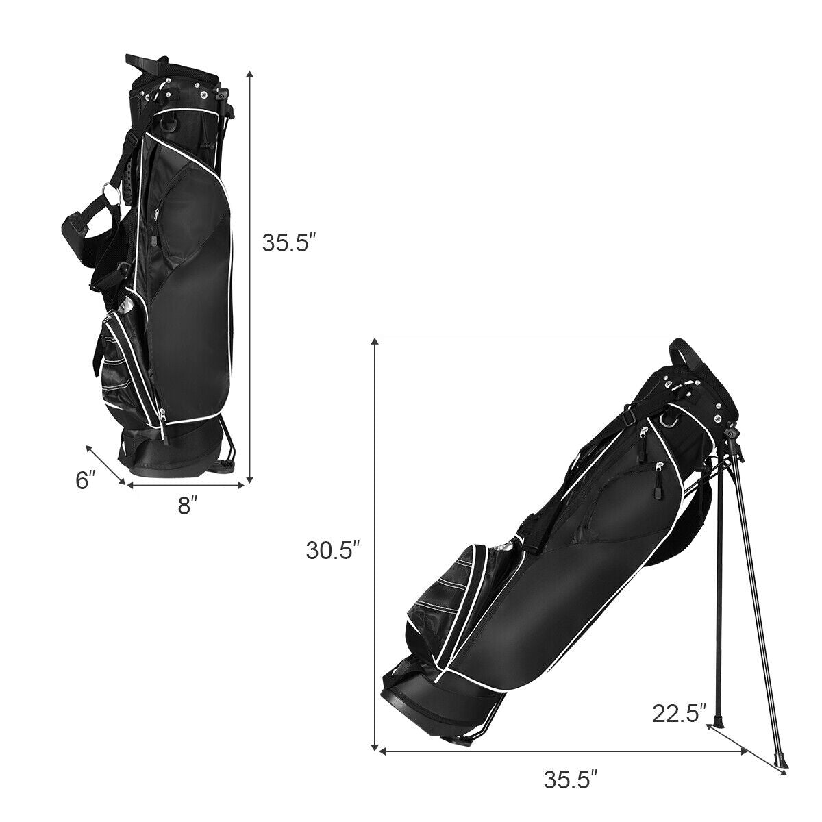 Golf Stand Cart Bag with 4 Way Divider Carry Organizer Pockets-BlackÂ