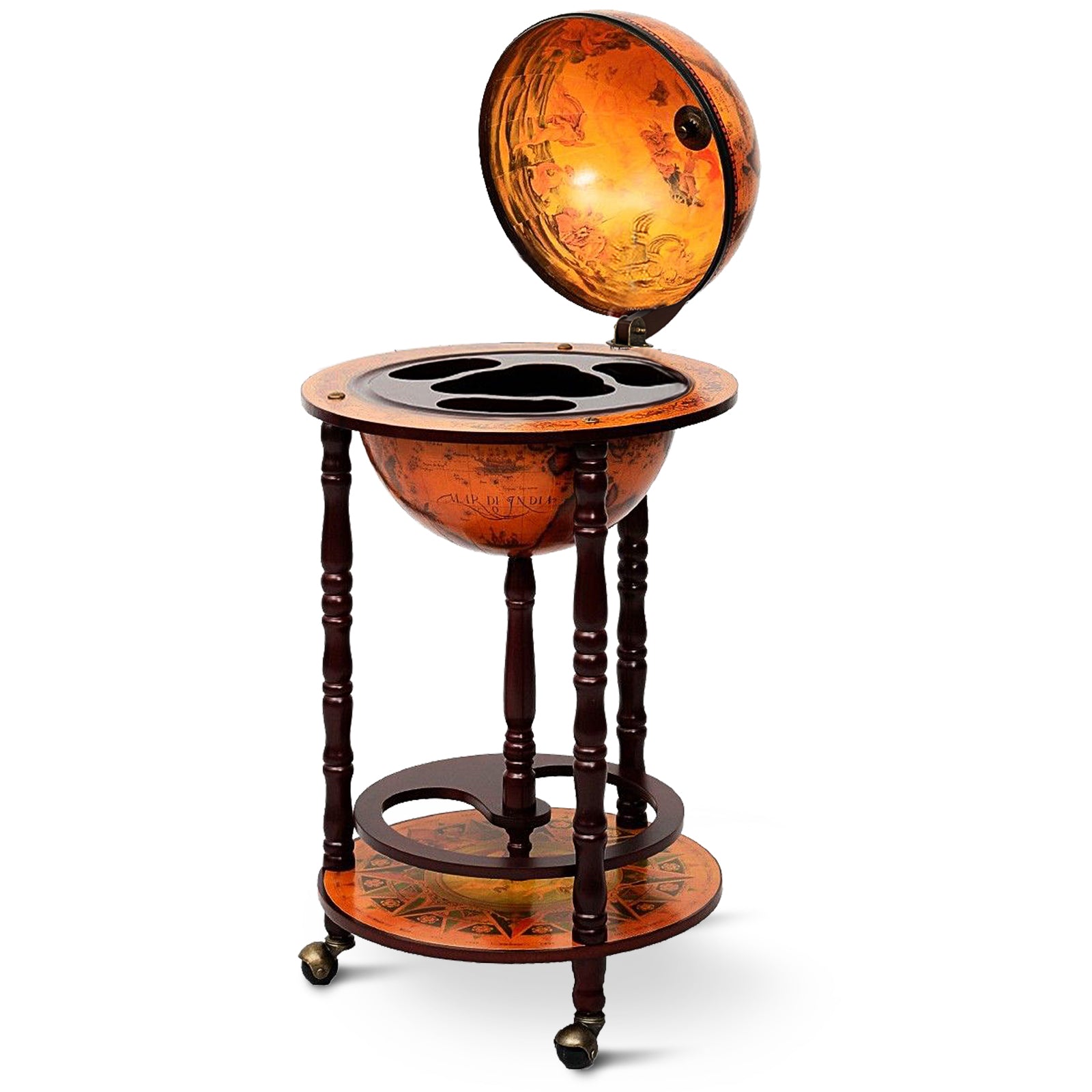 16th Century Wood Globe Wine Bar StandÂ