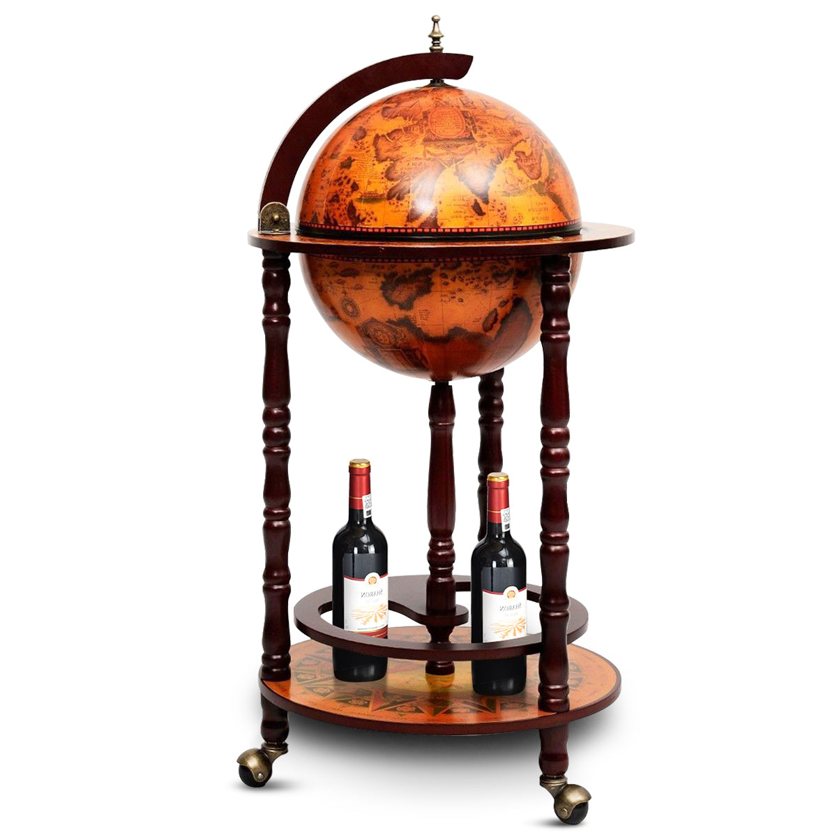 16th Century Wood Globe Wine Bar StandÂ