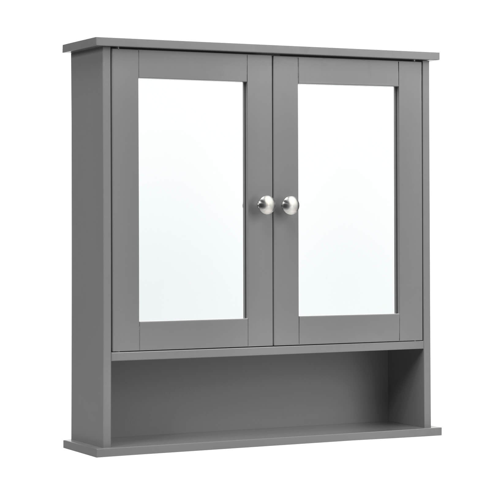 Bathroom Wall Mount Mirror Cabinet Organizer-GrayÂ