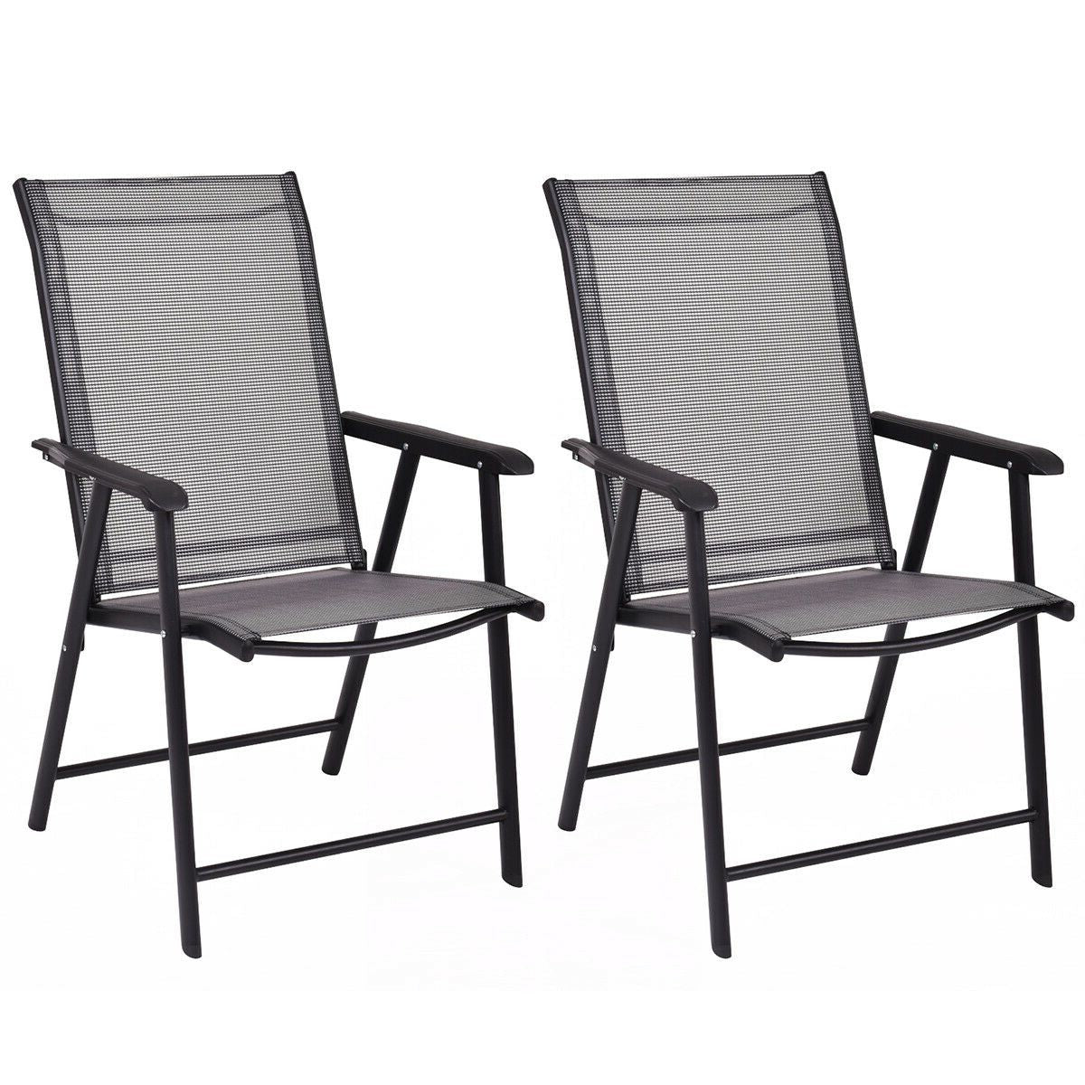 Set of 2 Outdoor Patio Folding Chairs-GrayÂ