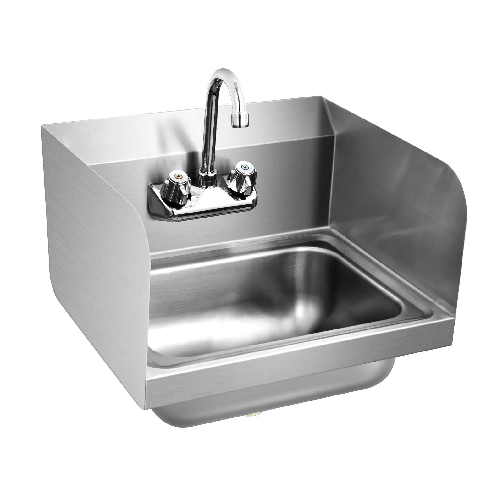 Stainless Steel Sink Wall Mount Hand Washing Sink with Faucet and Side SplashÂ