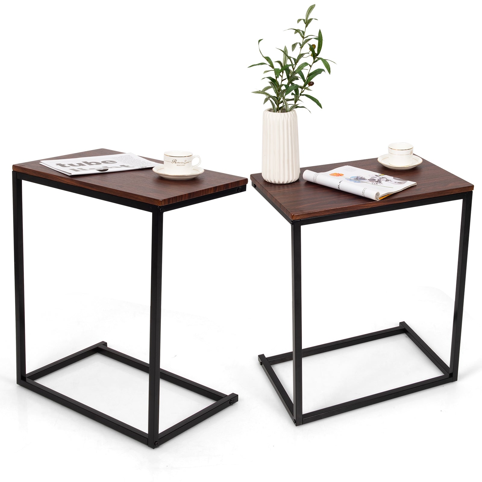 26 Inch Beside Sofa Laptop Holder End Stand Desk-Dark BrownÂ