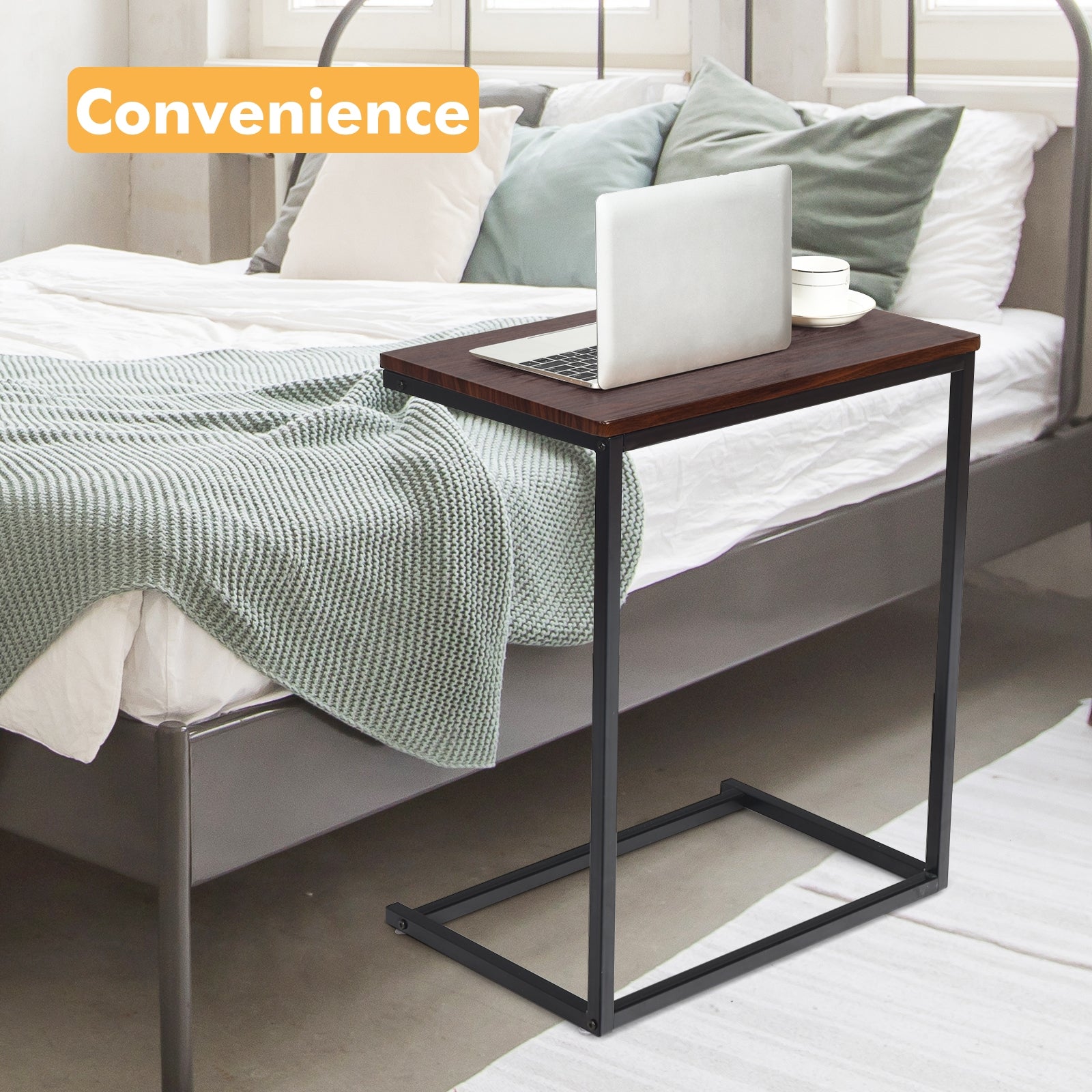26 Inch Beside Sofa Laptop Holder End Stand Desk-Dark BrownÂ
