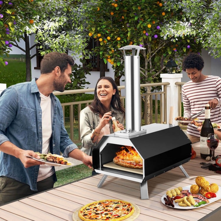 Outdoor Pizza Oven with Pizza Stone and Foldable Legs for Camping
