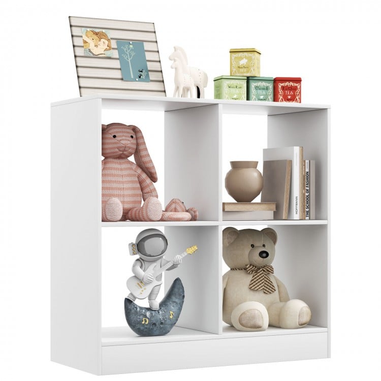 4-Cube Kids Bookcase with Open Shelves-White