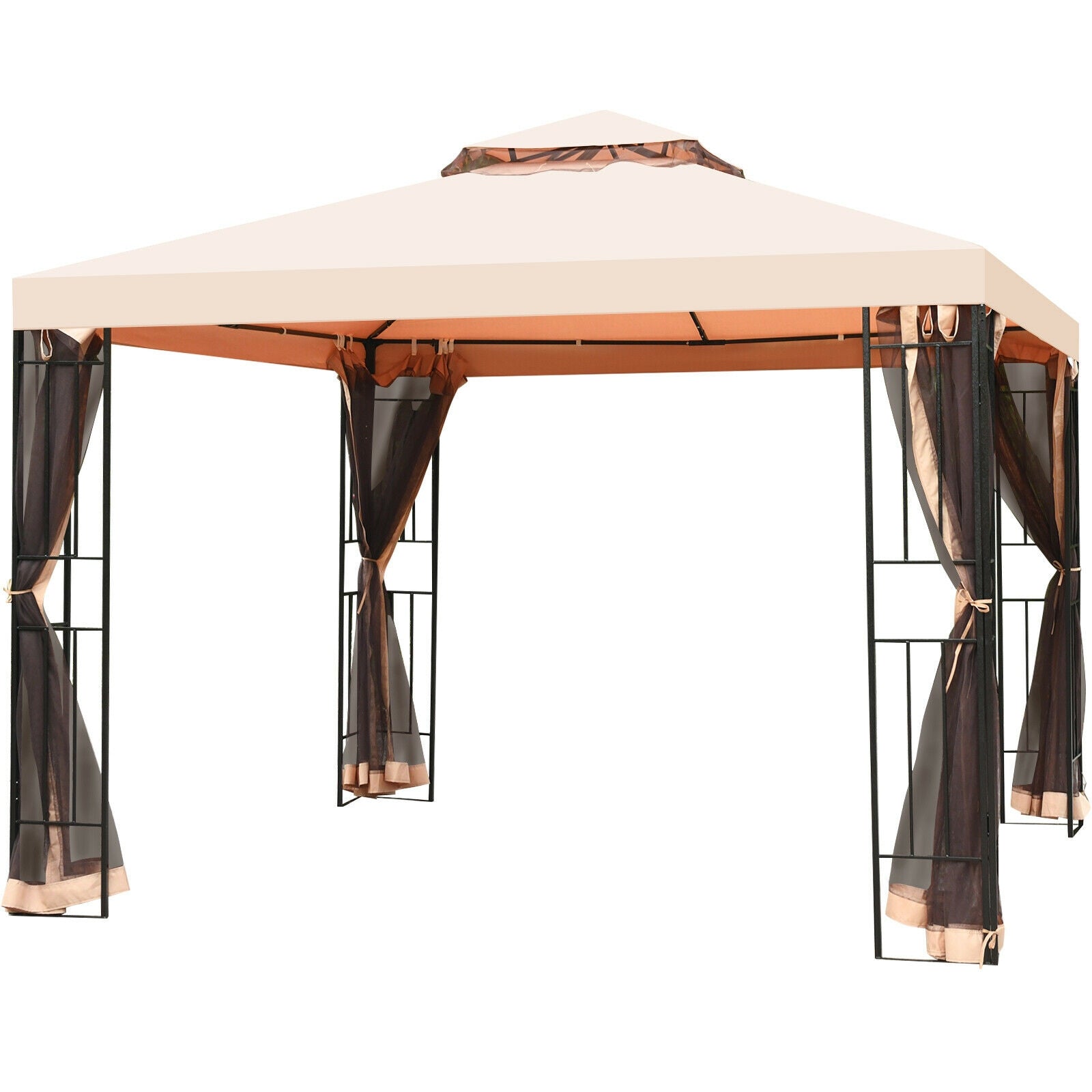 10 x 10 Feet 2-Tier Vented Metal Canopy with Mosquito NettingÂ