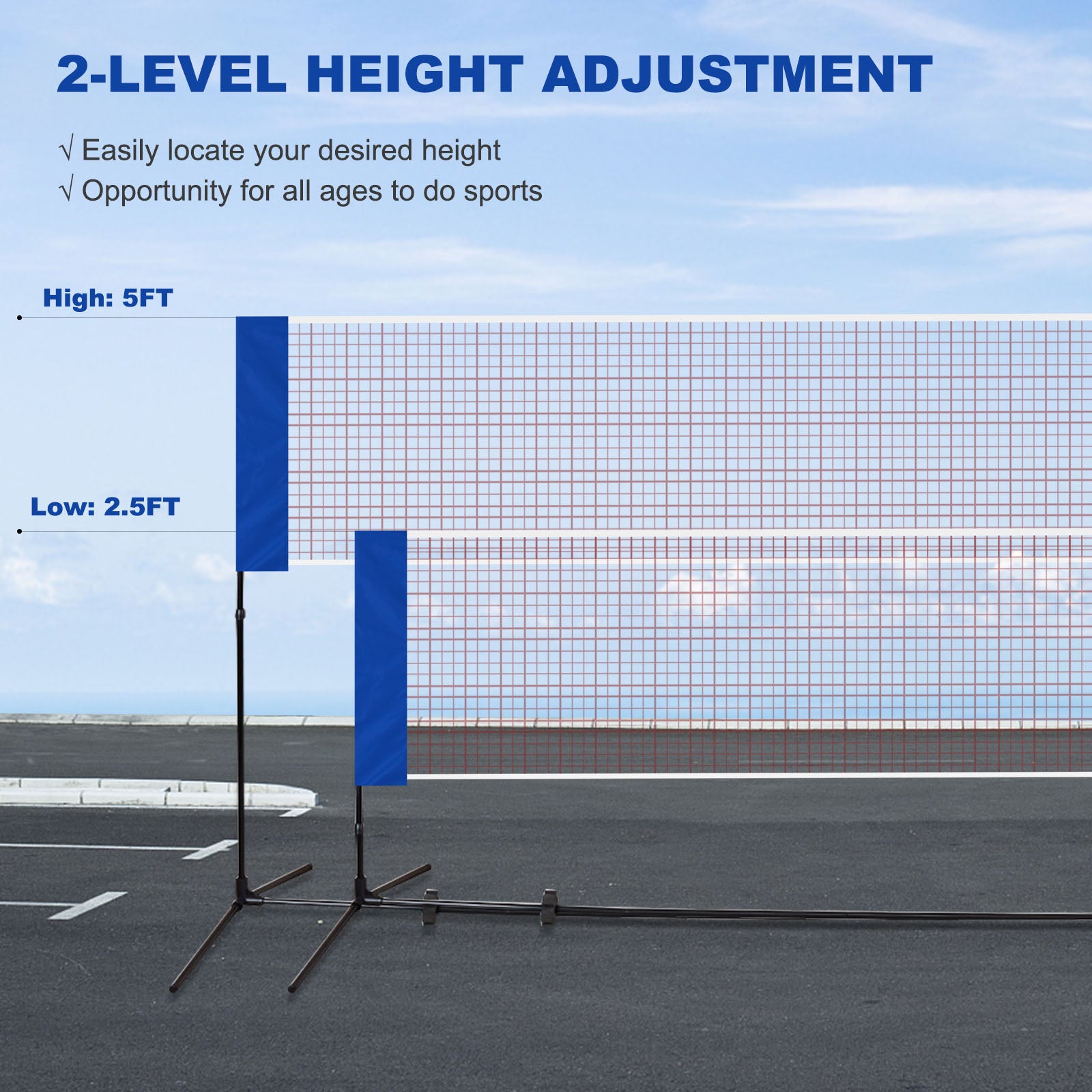 14 x 5 Feet Portable Beach Training Badminton Net with Carrying BagÂ