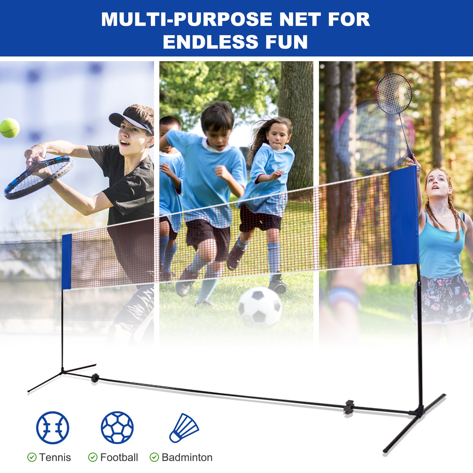 14 x 5 Feet Portable Beach Training Badminton Net with Carrying BagÂ