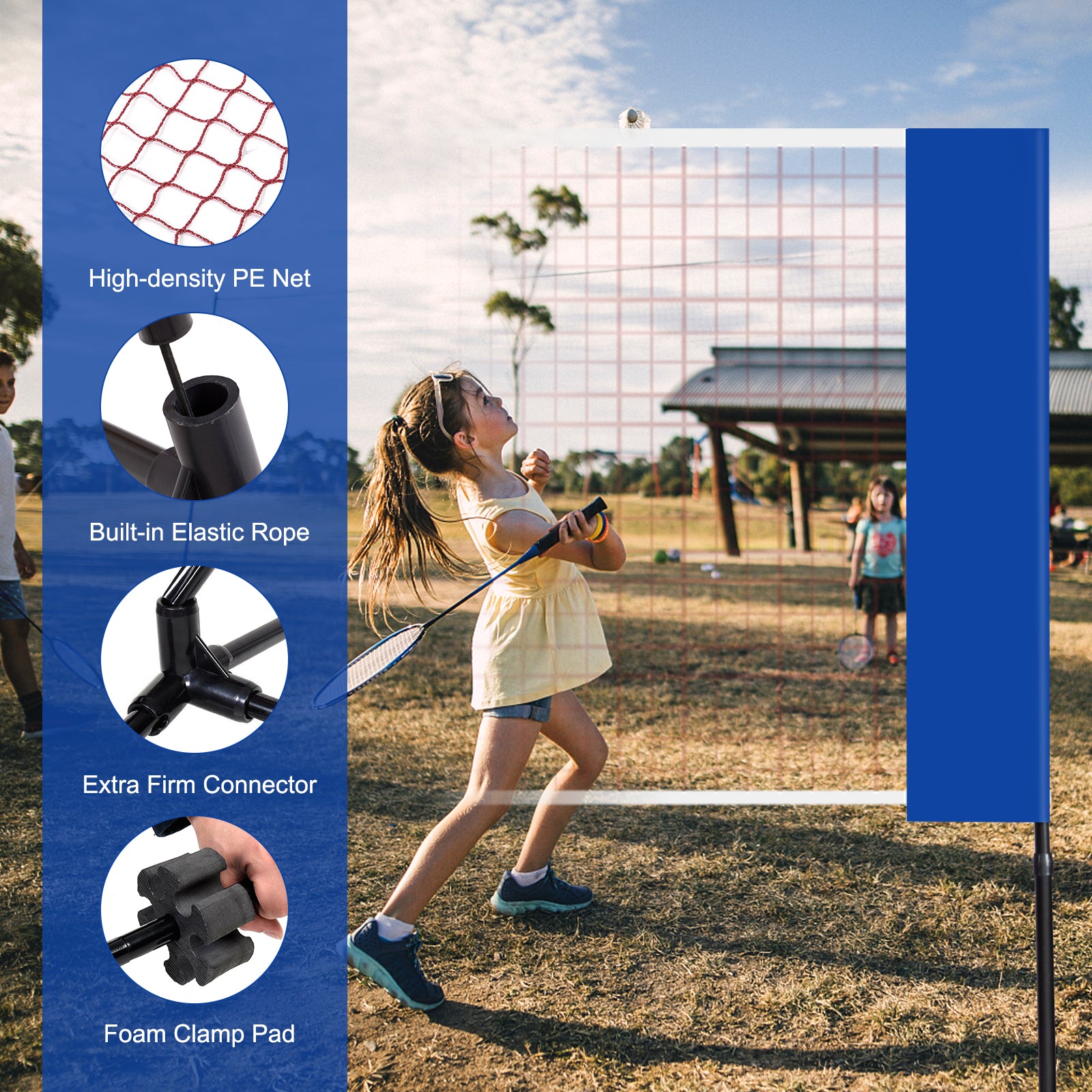 14 x 5 Feet Portable Beach Training Badminton Net with Carrying BagÂ