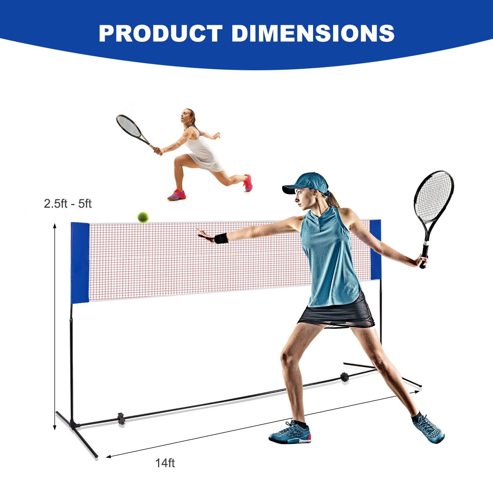 14 x 5 Feet Portable Beach Training Badminton Net with Carrying BagÂ