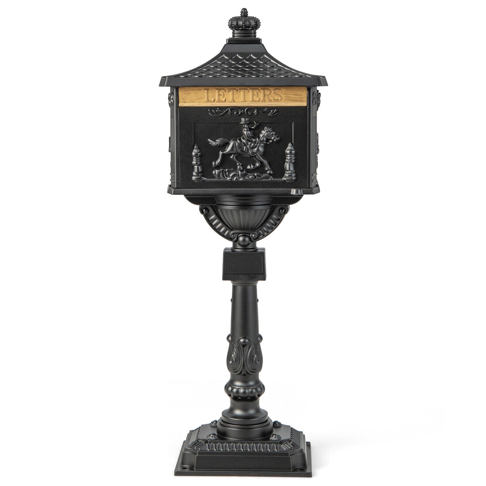 Retro Cast Aluminum Mailbox Security Postal Letter Box with Baffle Door-BlackÂ