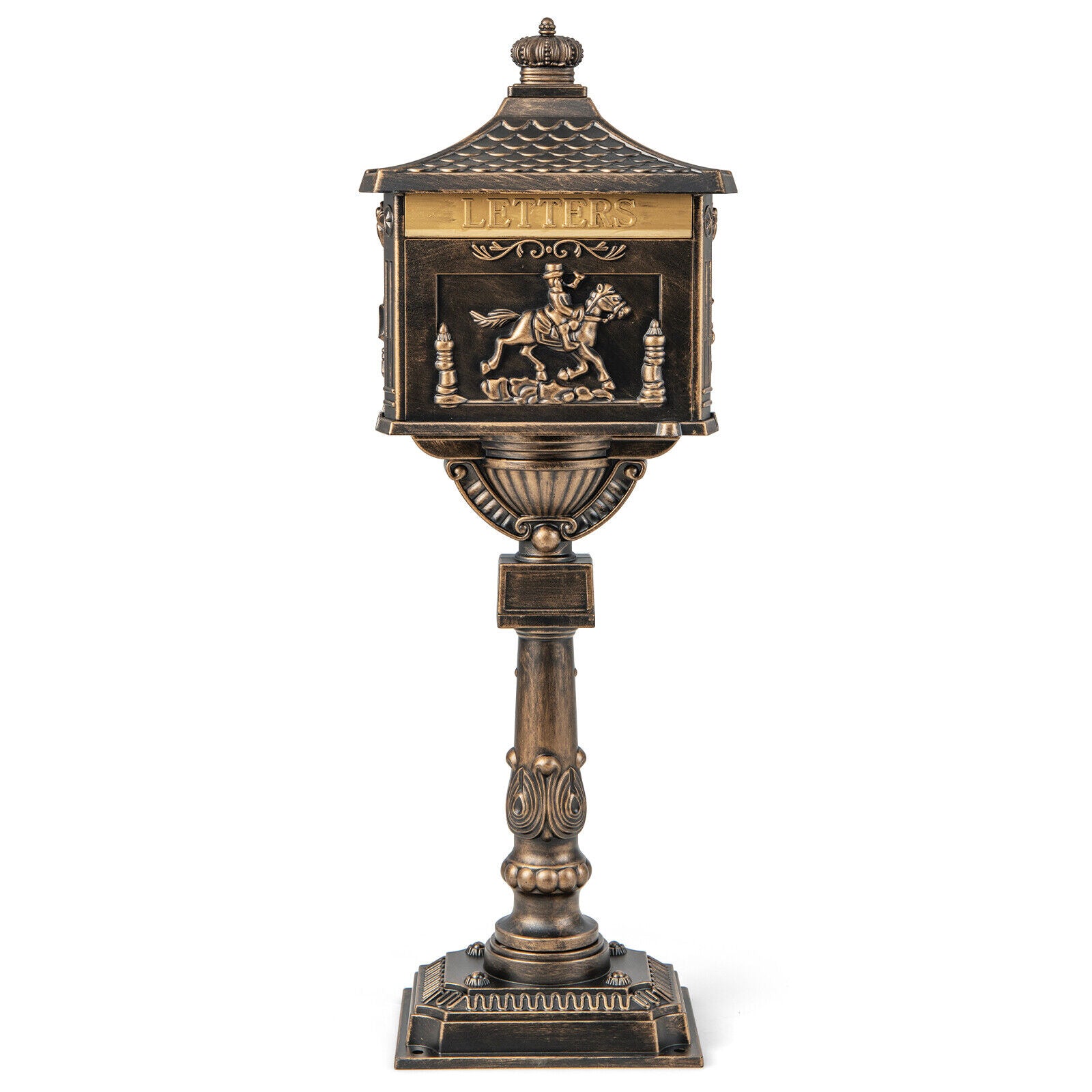 Retro Cast Aluminum Mailbox Security Postal Letter Box with Baffle Door-BronzeÂ