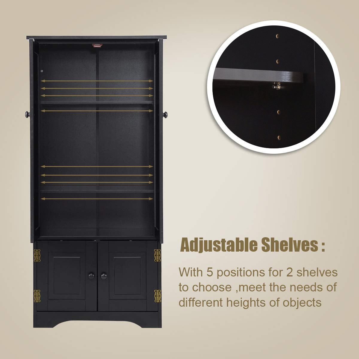 Accent Storage Cabinet Adjustable Shelves-BlackÂ