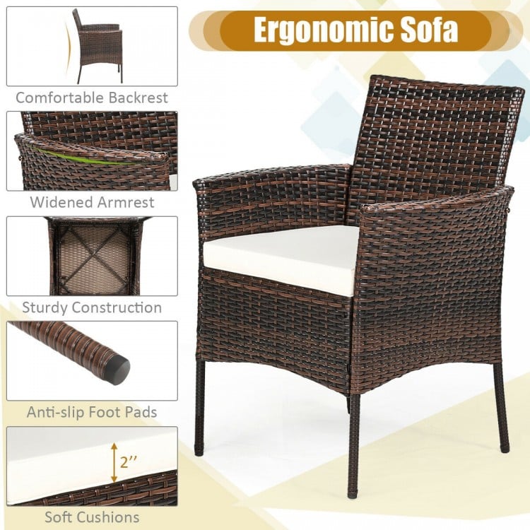 Outdoor 5 Pieces Dining Table Set with 1 Table and 4 Single Sofas