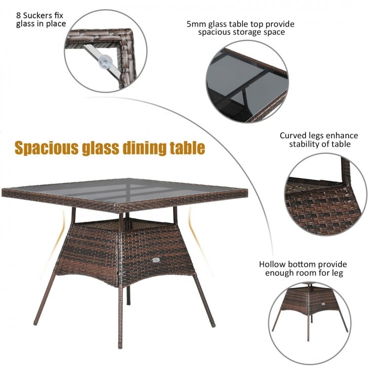 Outdoor 5 Pieces Dining Table Set with 1 Table and 4 Single Sofas
