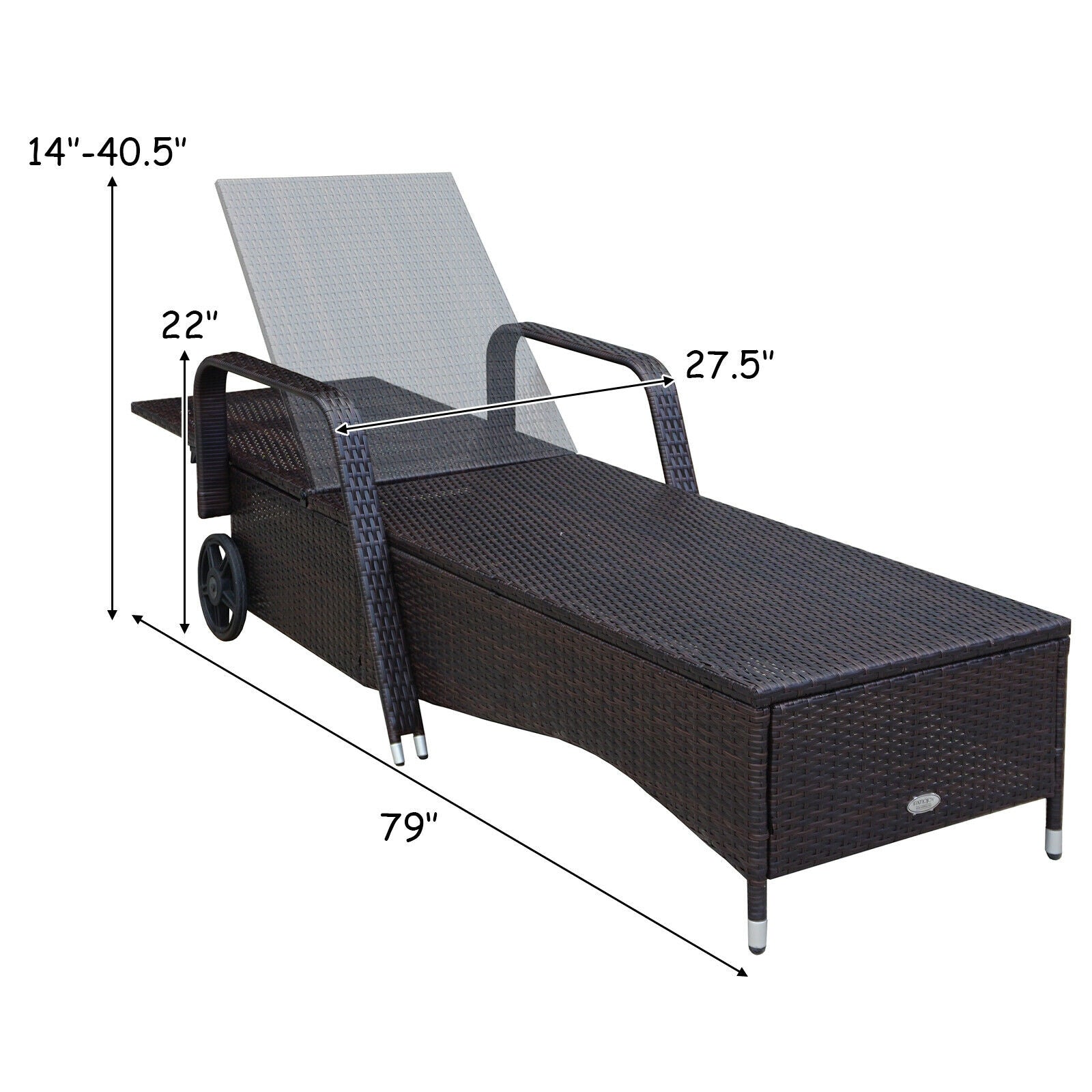 Outdoor Recliner Cushioned Chaise Lounge with Adjustable Backrest-WhiteÂ