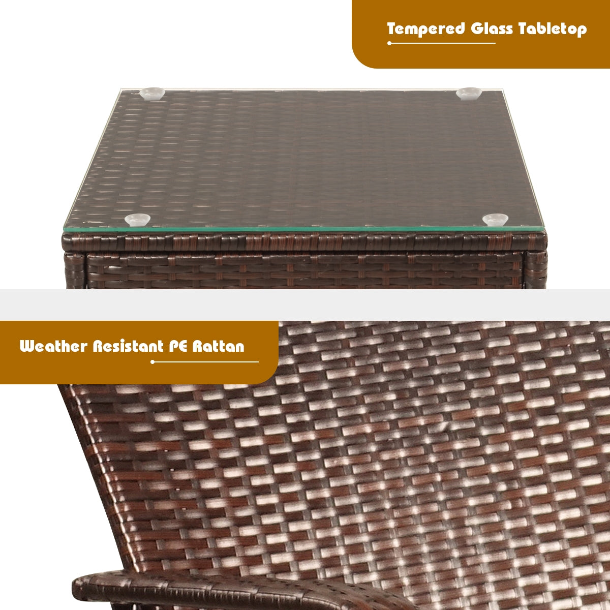 3 Pieces Patio Conversation Rattan Furniture Set with Cushions-WhiteÂ