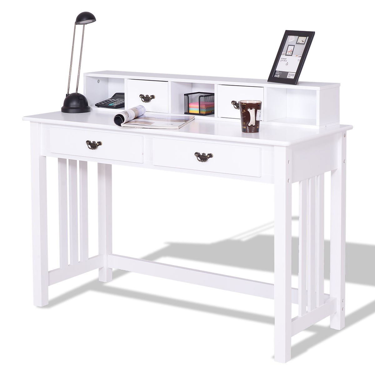 Home Office Writing Mission Computer Desk with 4-DrawerÂ