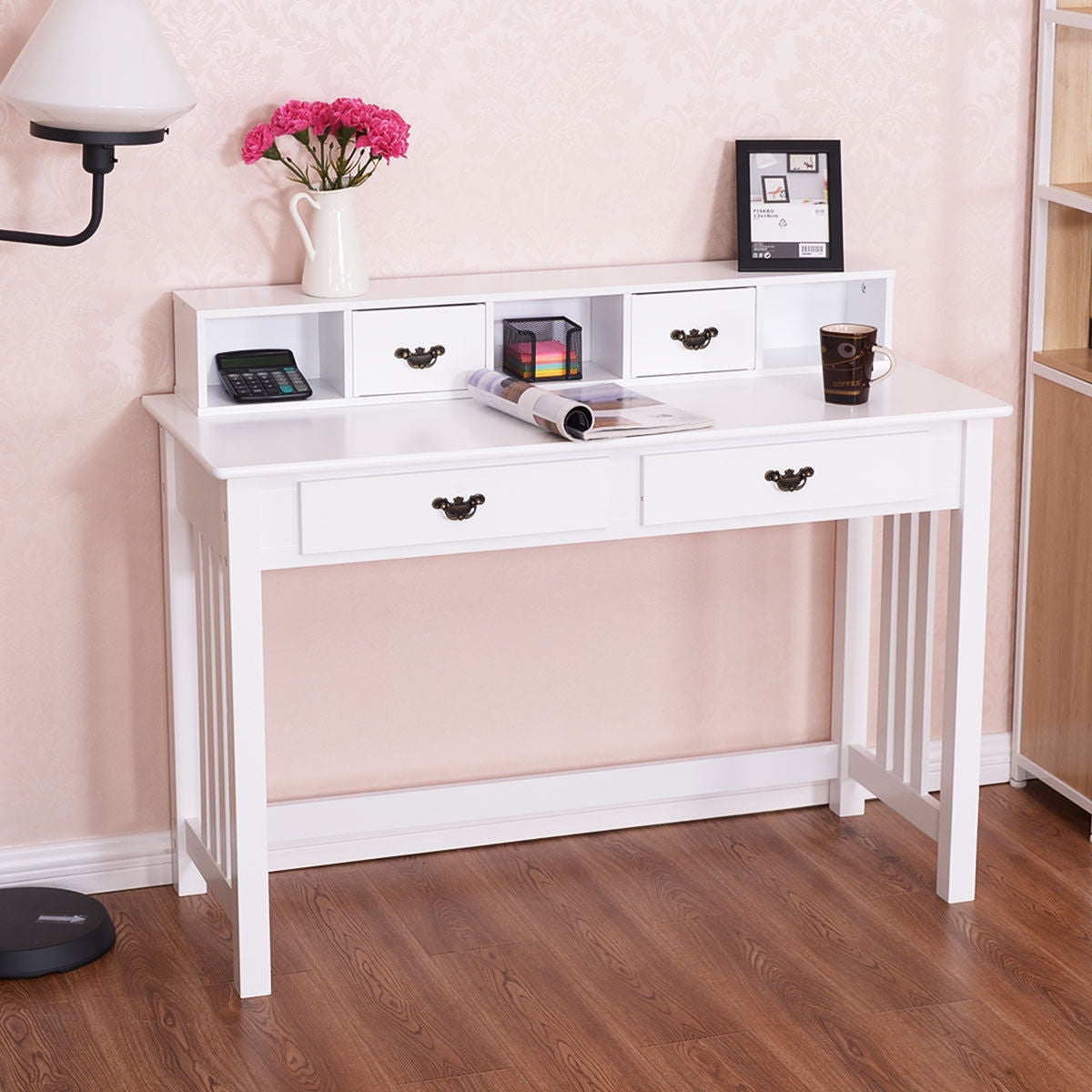 Home Office Writing Mission Computer Desk with 4-DrawerÂ