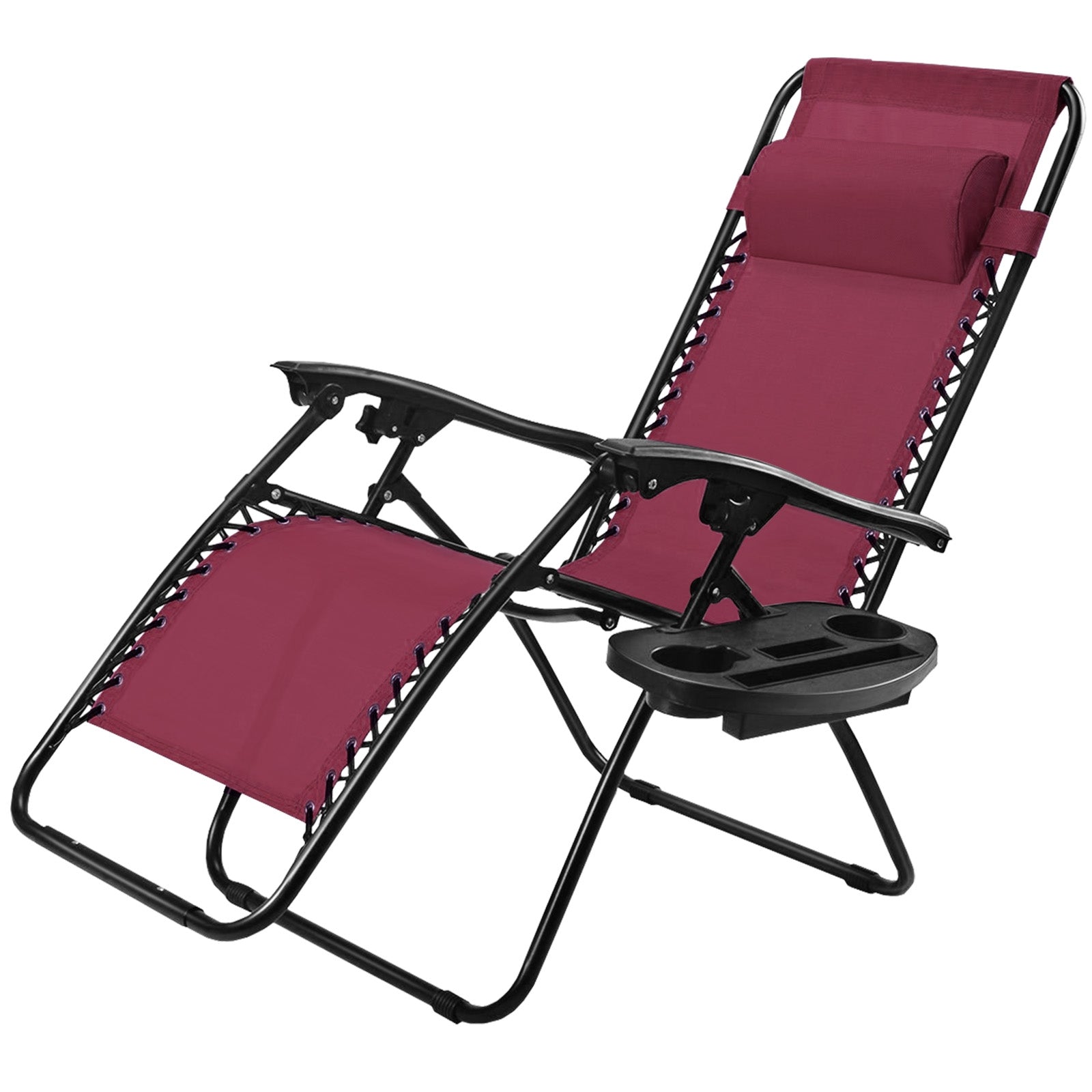 Outdoor Folding Zero Gravity Reclining Lounge Chair-Dark RedÂ