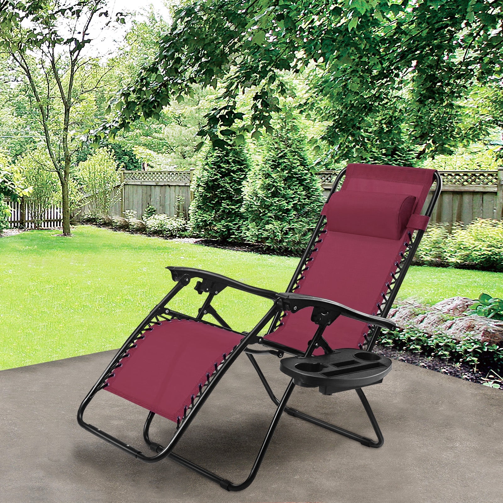 Outdoor Folding Zero Gravity Reclining Lounge Chair-Dark RedÂ