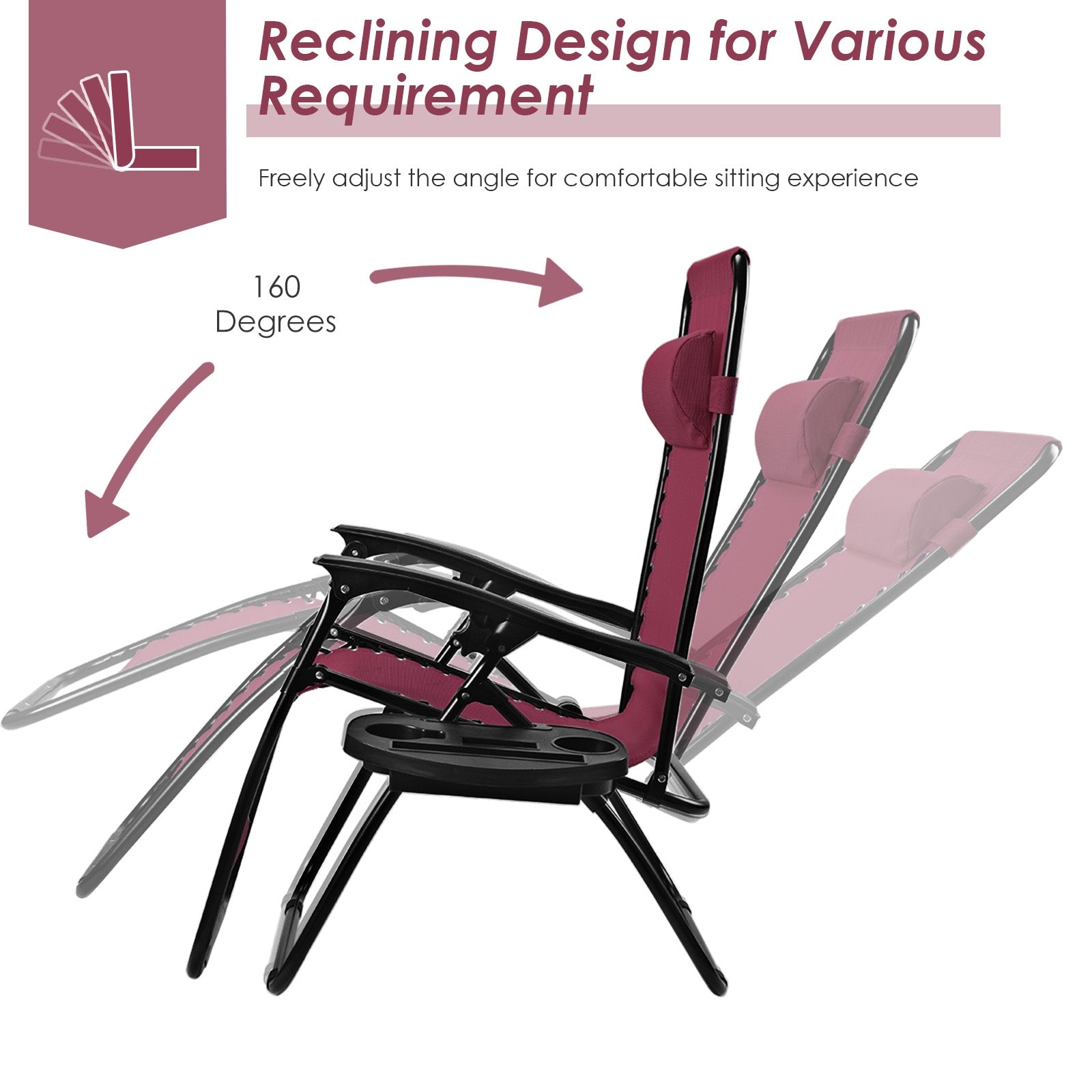 Outdoor Folding Zero Gravity Reclining Lounge Chair-Dark RedÂ