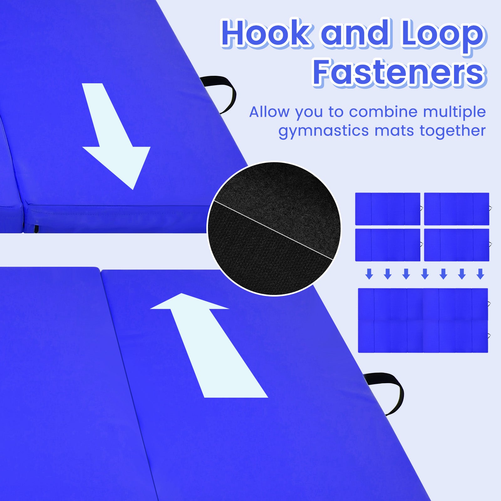 4-Panel Folding Gymnastics Mat with Carrying Handles for Home Gym-NavyÂ