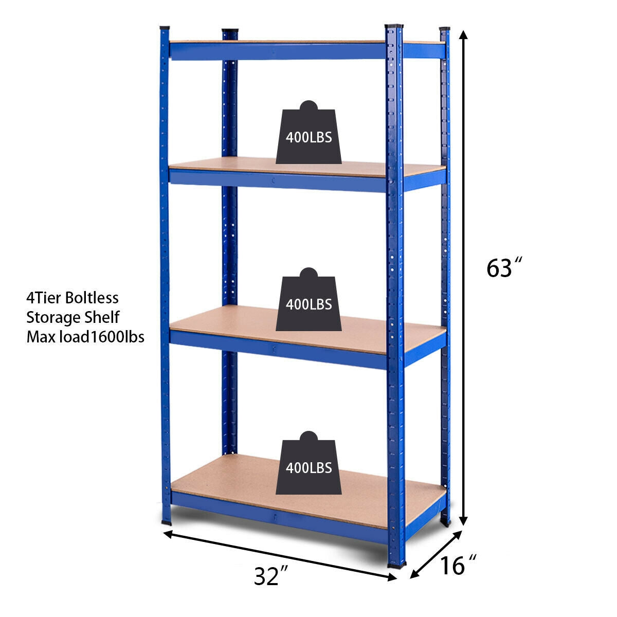 Adjustable Heavy Duty 4 Level Garage Tool Shelf Storage-BlueÂ