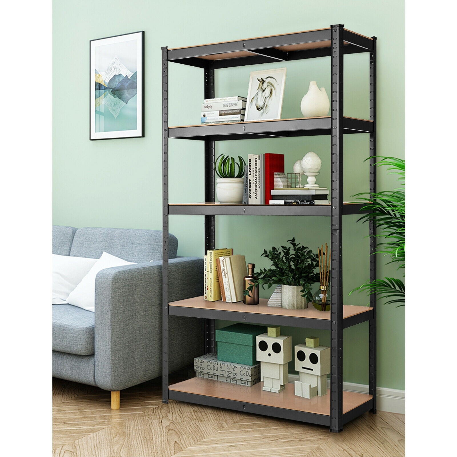35.5 x 71 Inch Adjustable 5-Layer 2000 lbs Capacity Tool Shelf-BlackÂ