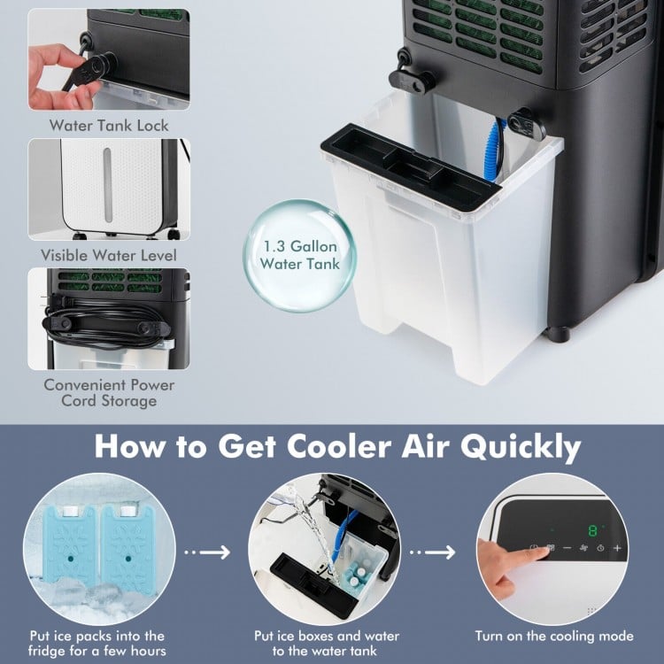 3-in-1 Evaporative Air Cooler with 12H Timer Remote-White