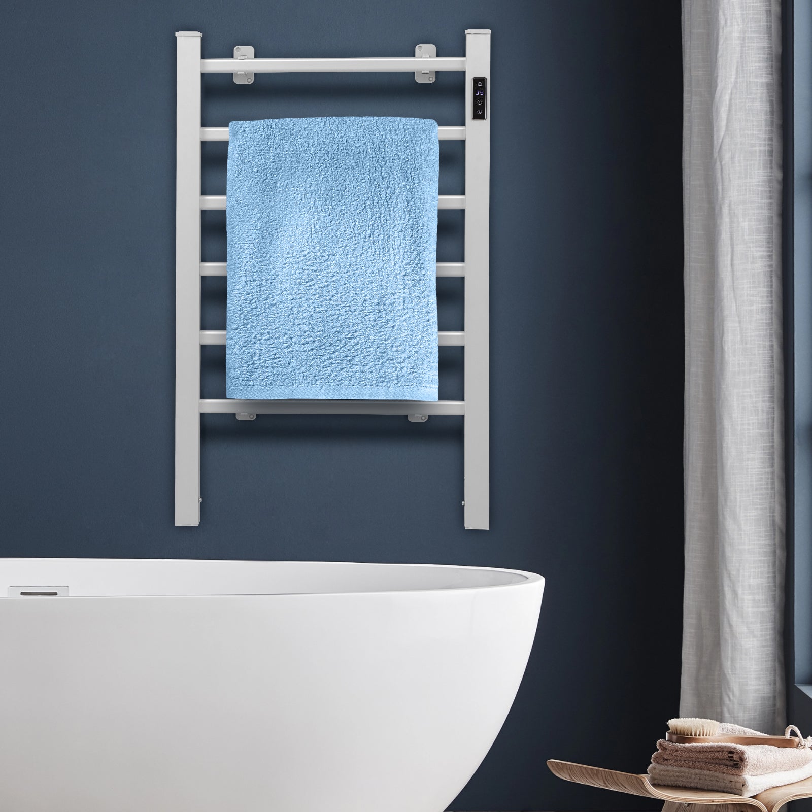 Freestanding and Wall-mounted 6 Bars Towel Warmer with Timer and LED DisplayÂ
