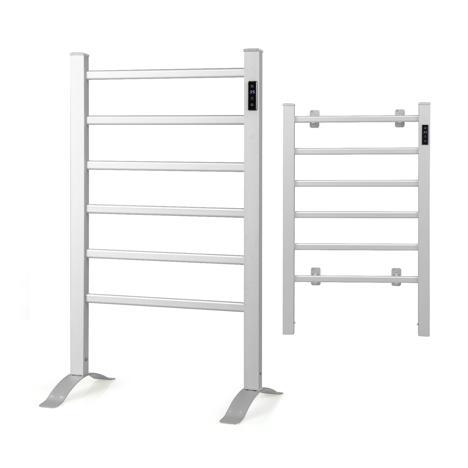 Freestanding and Wall-mounted 6 Bars Towel Warmer with Timer and LED DisplayÂ