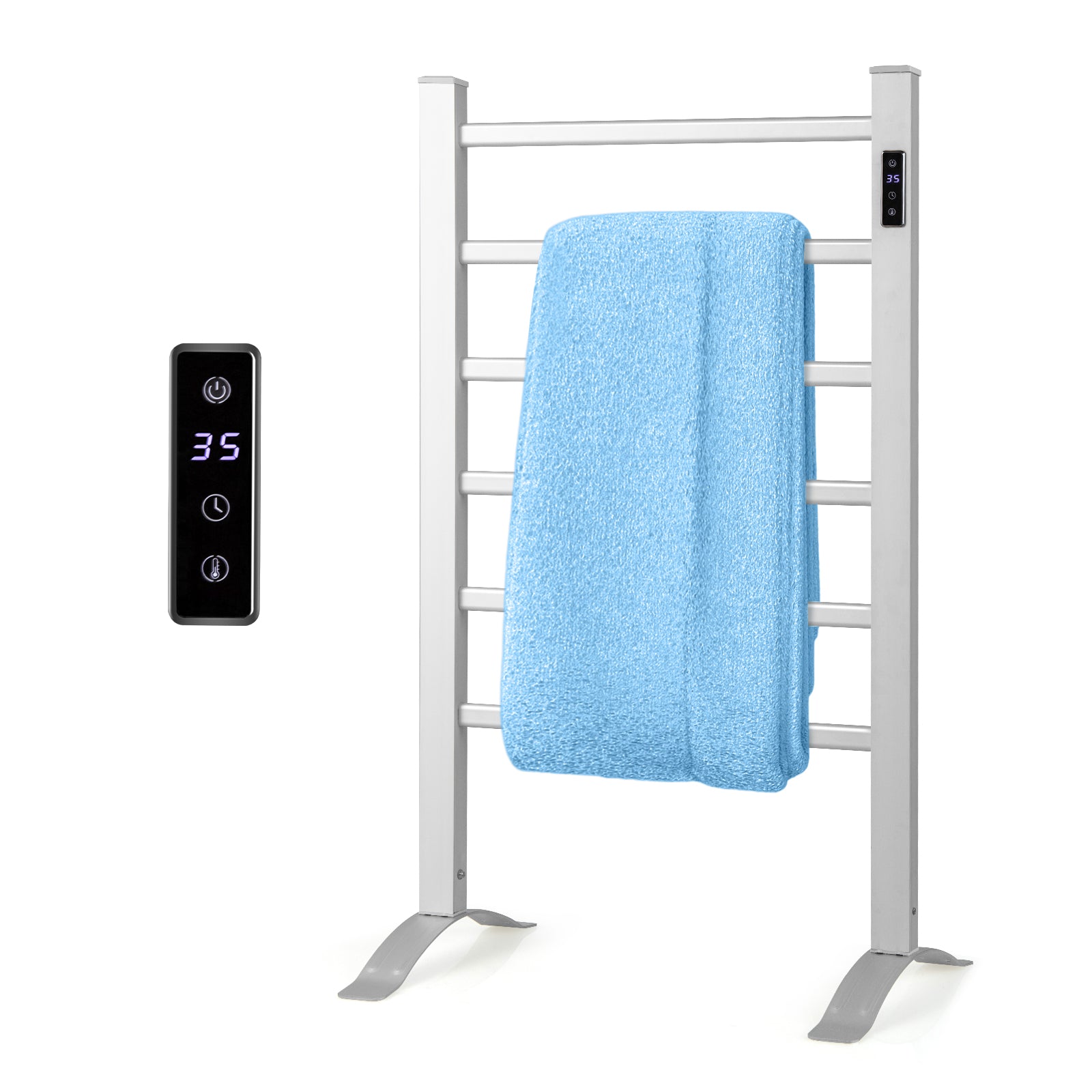 Freestanding and Wall-mounted 6 Bars Towel Warmer with Timer and LED DisplayÂ