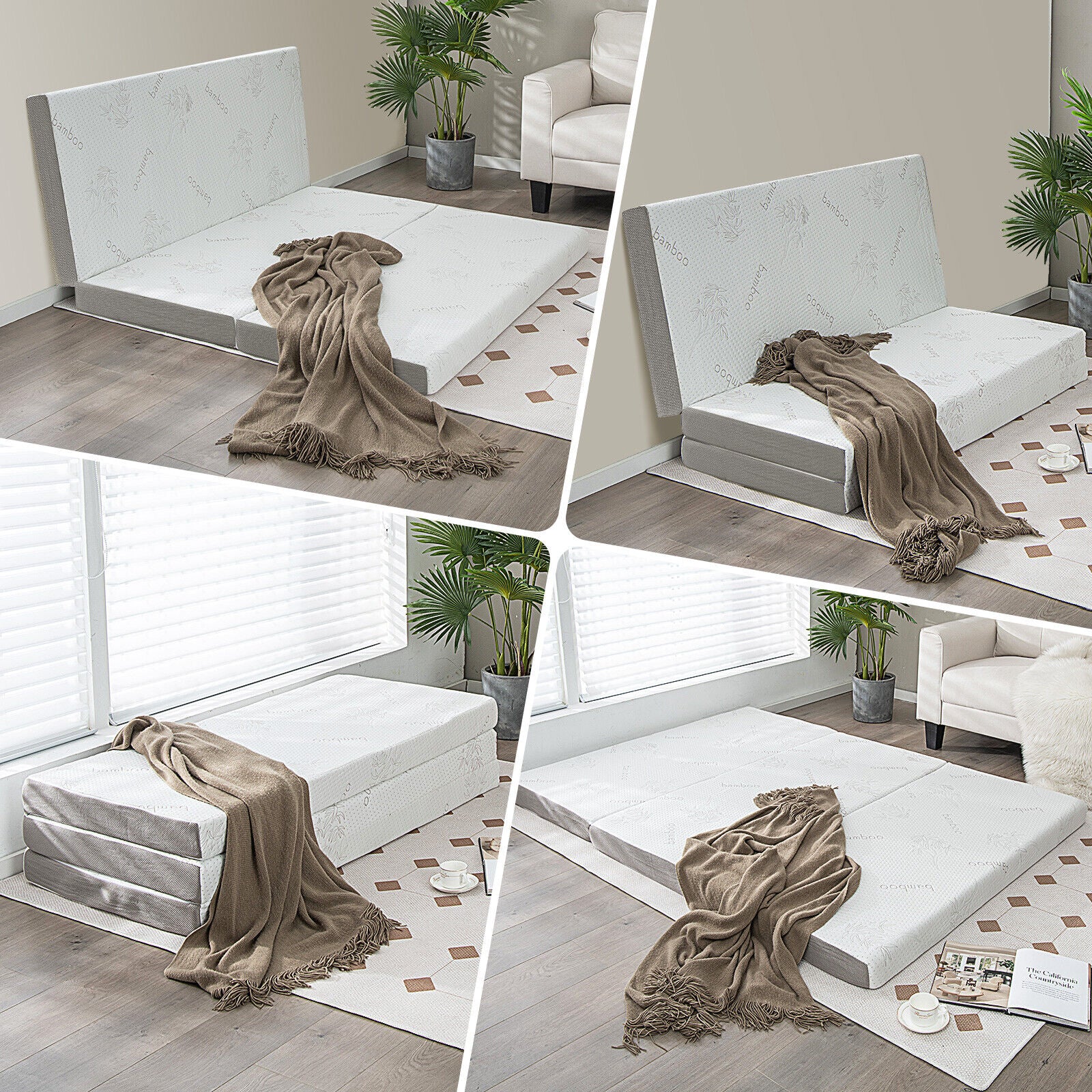 4 Inch Tri-fold Cool Gel Memory Foam Mattress-Full Size