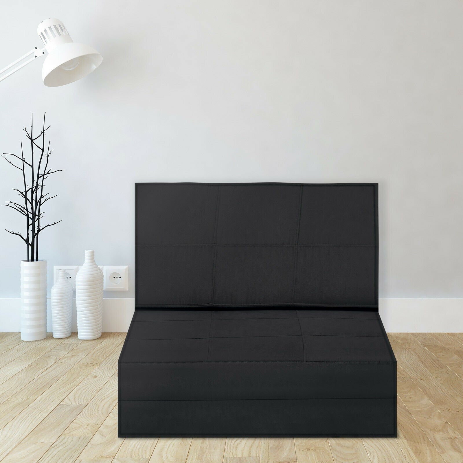 Convertible Lounger Folding Sofa Sleeper Bed-BlackÂ