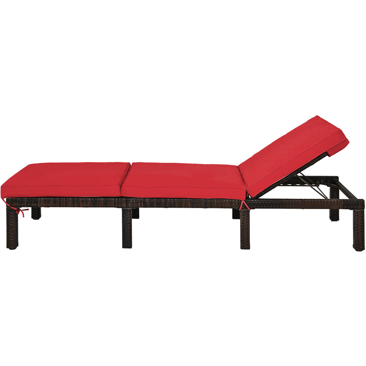 Outdoor Rattan Adjustable Cushioned Chaise-RedÂ