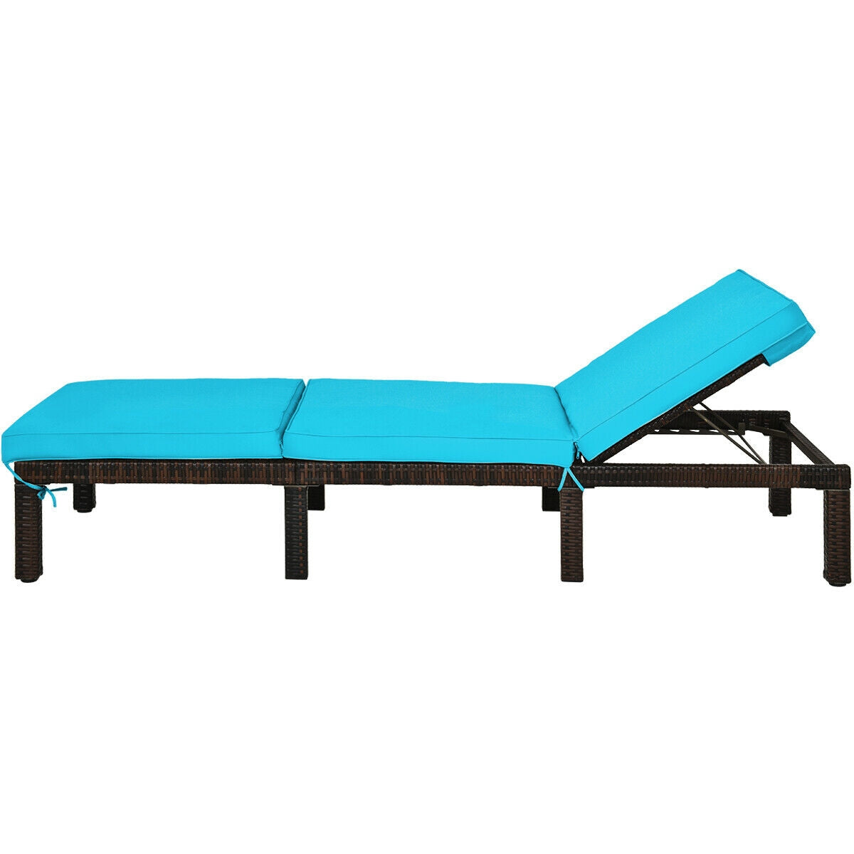 Outdoor Rattan Adjustable Cushioned Chaise-TurquoiseÂ