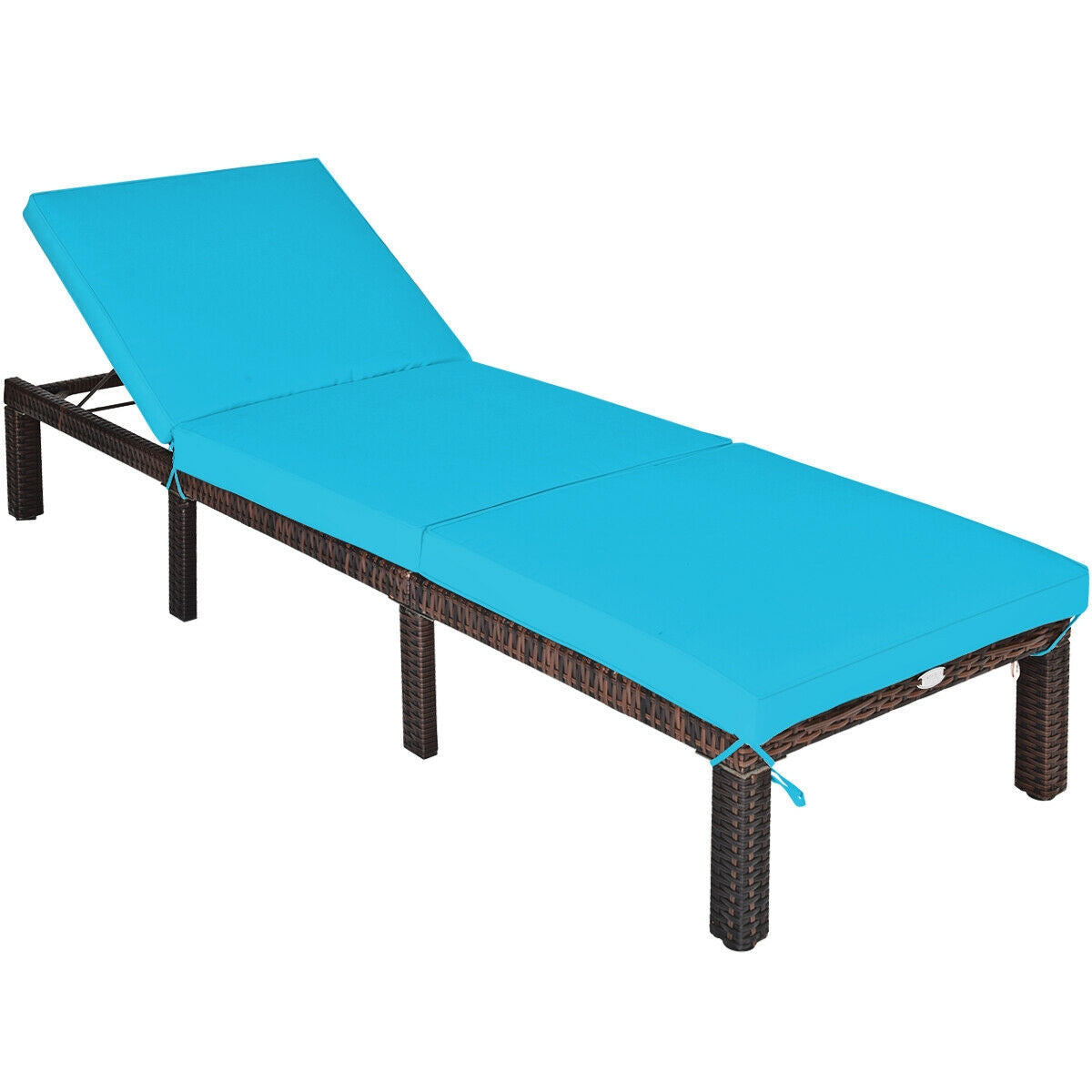 Outdoor Rattan Adjustable Cushioned Chaise-TurquoiseÂ
