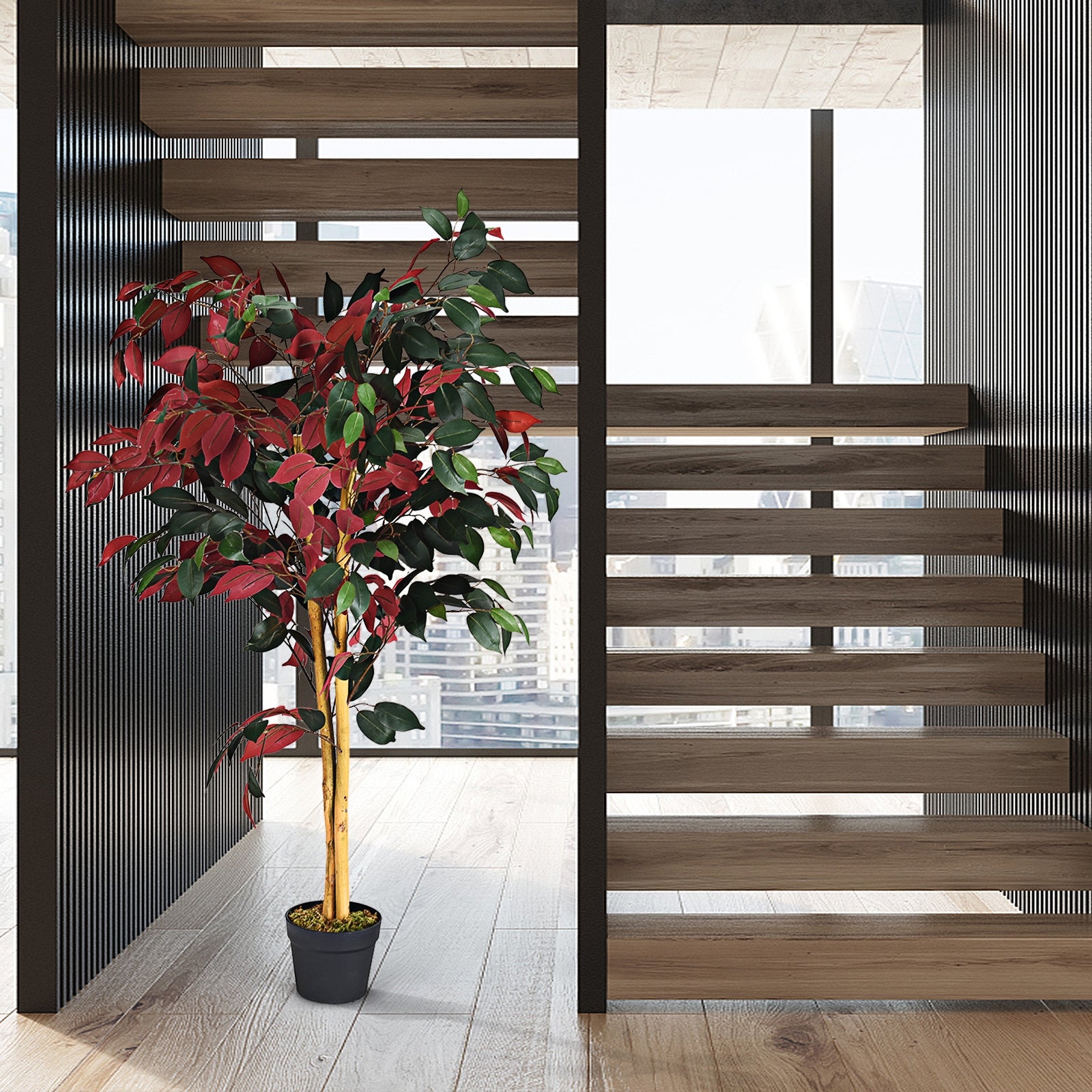 4 Feet Tall Artificial Ficus Tree with Nursery PotÂ