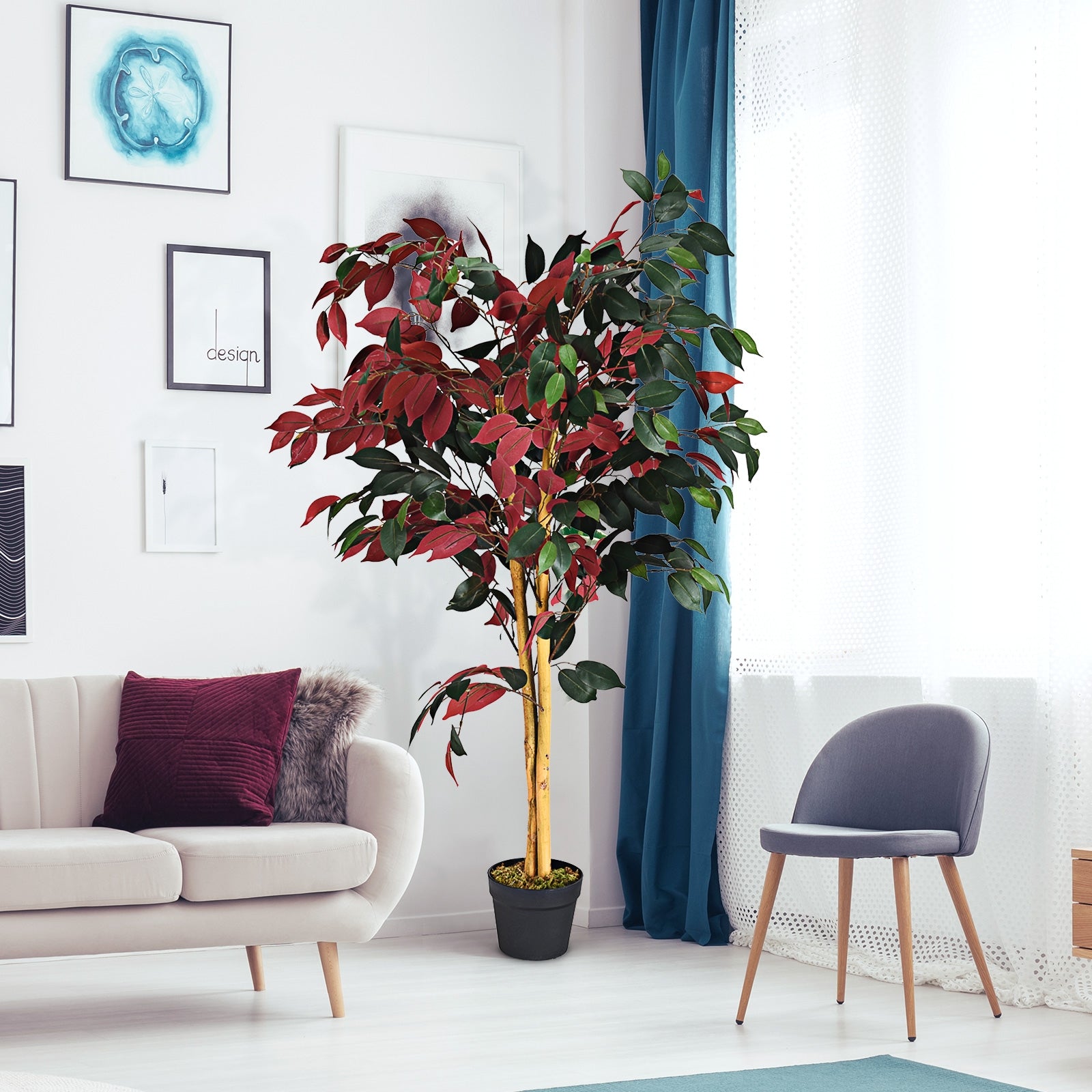 4 Feet Tall Artificial Ficus Tree with Nursery PotÂ