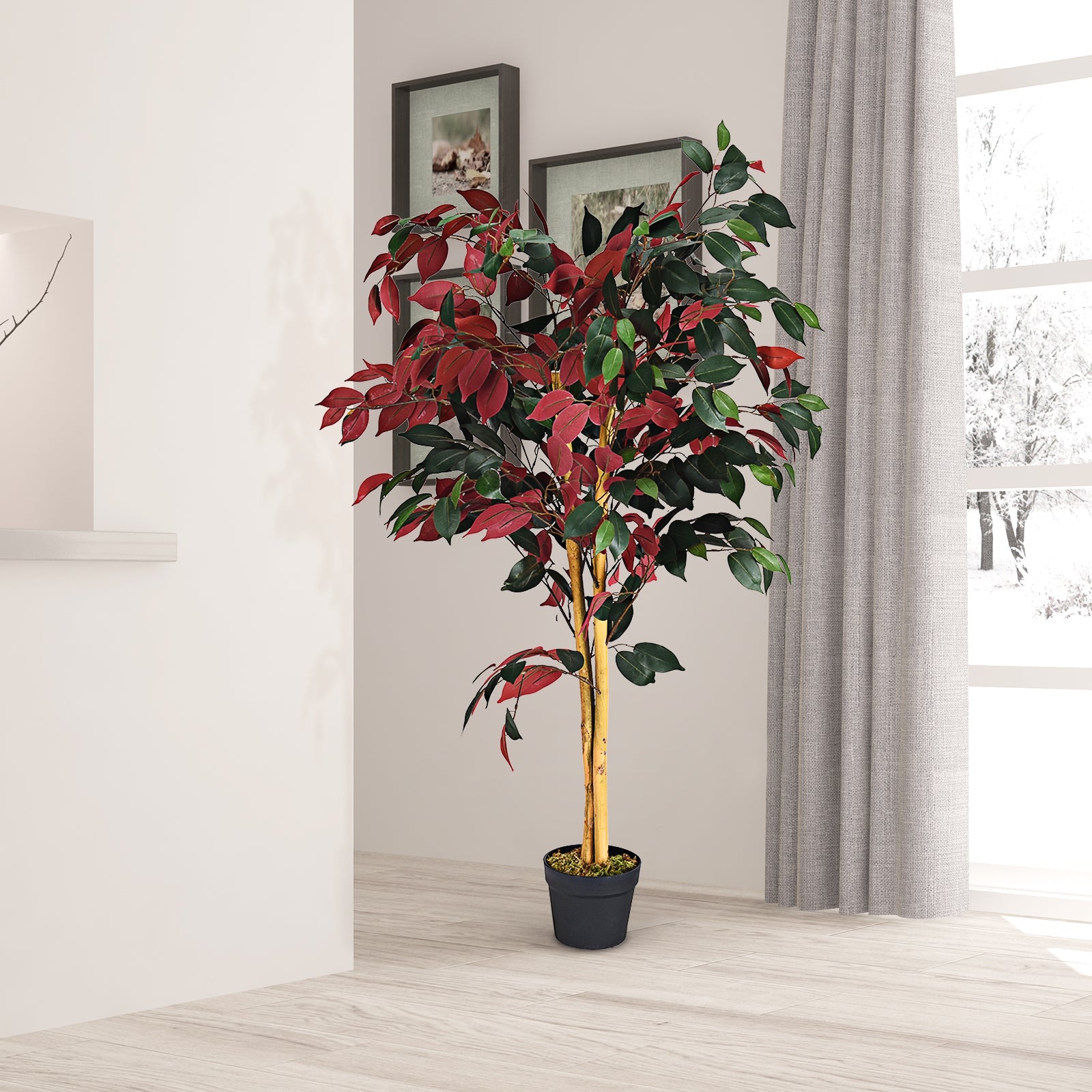 4 Feet Tall Artificial Ficus Tree with Nursery PotÂ