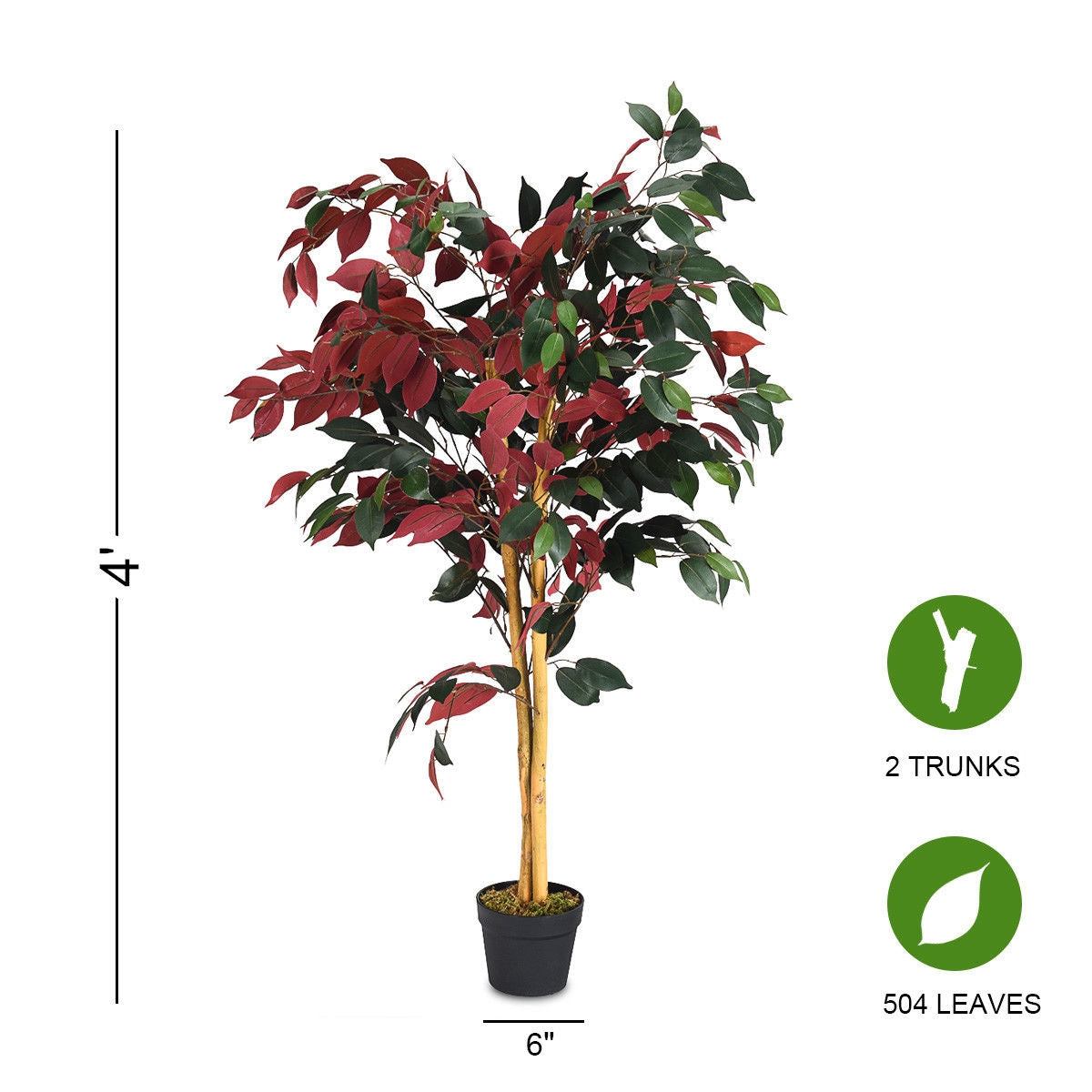 4 Feet Tall Artificial Ficus Tree with Nursery PotÂ