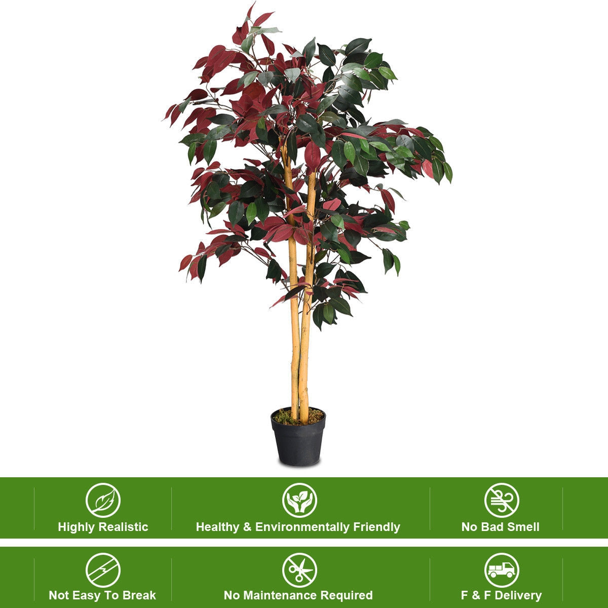 4 Feet Tall Artificial Ficus Tree with Nursery PotÂ