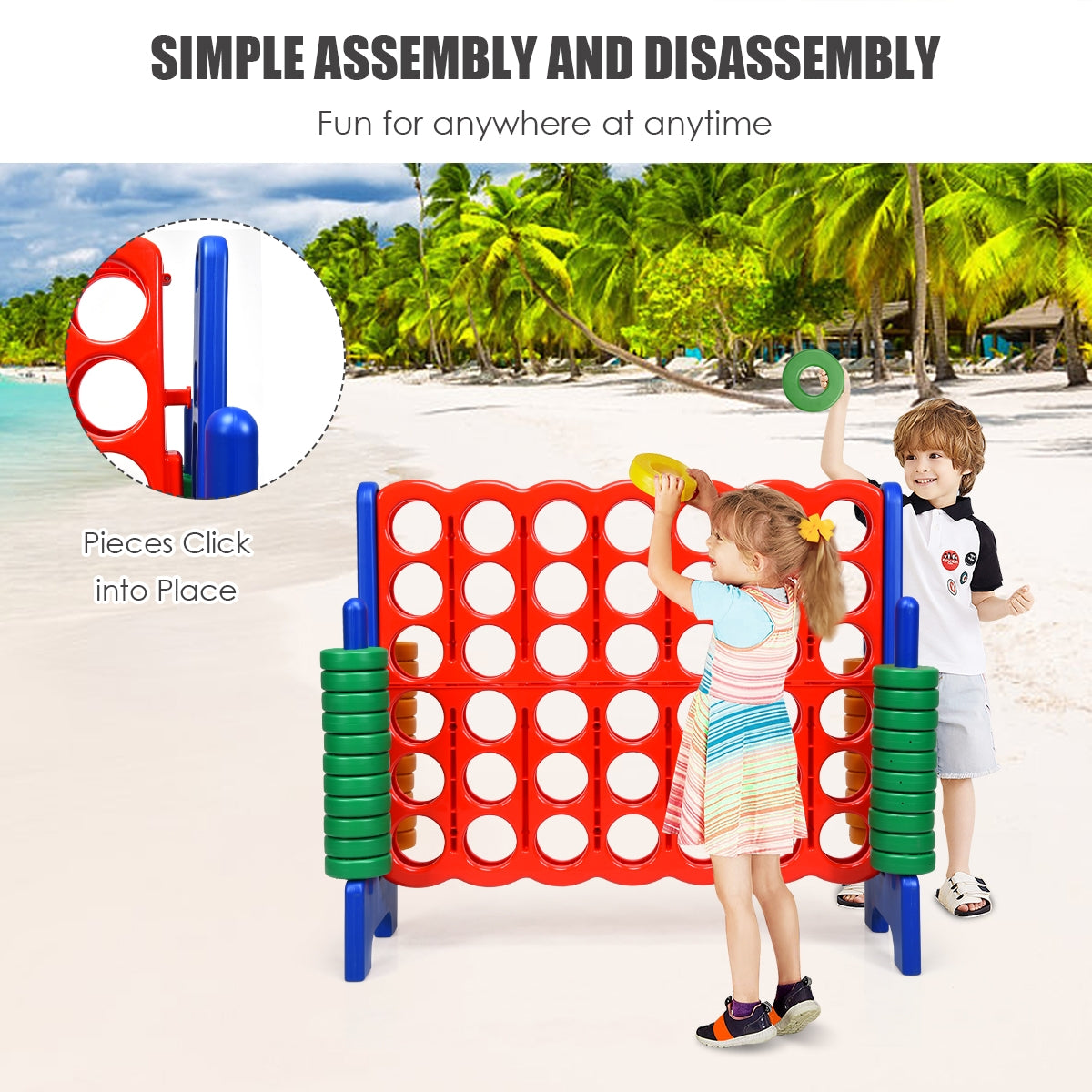Jumbo 4-to-Score Giant Game Set with 42 Jumbo Rings and Quick-Release Slider-BlueÂ